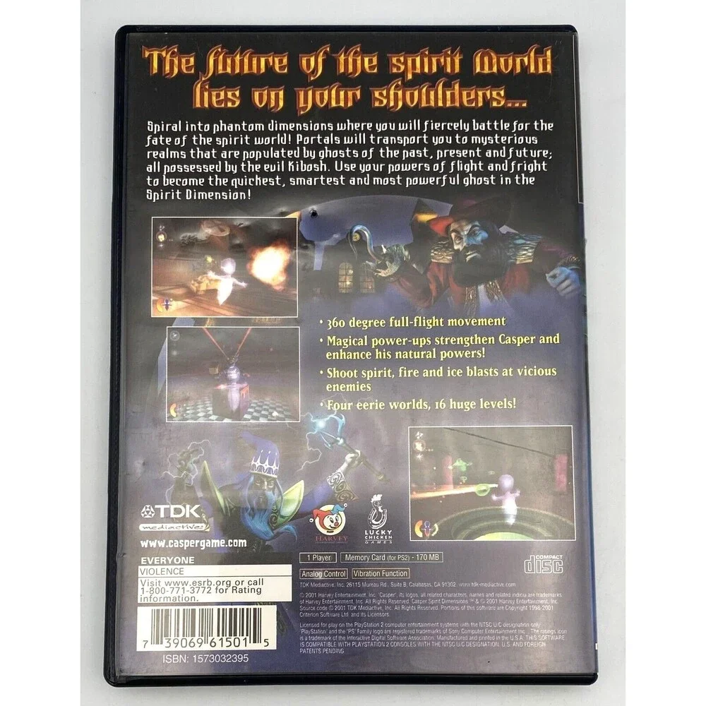 PS2 Casper Spirit Dimensions Video Game 2001 Playstation 2 Tested Manual Case